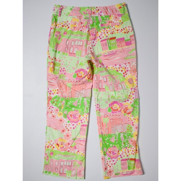 VTG Y2K Lilly Pulitzer White Label Palm Beach Liza Capri Straight Pants 0 - Picture 2 of 13